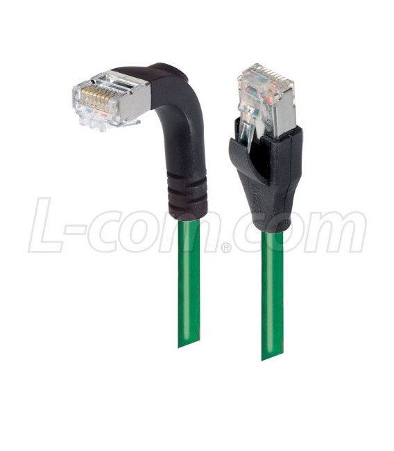 Category 5E Shielded Right Angle Patch Cable, Straight/Right Angle Down, Green 7.0 ft