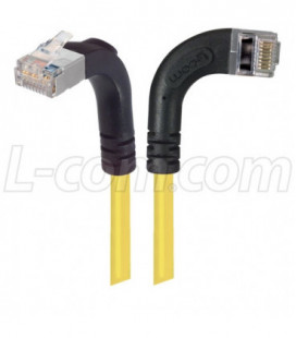 Category 5E Shielded Right Angle Patch Cable, Right Angle Right/Right Angle Up, Yellow 15.0 ft