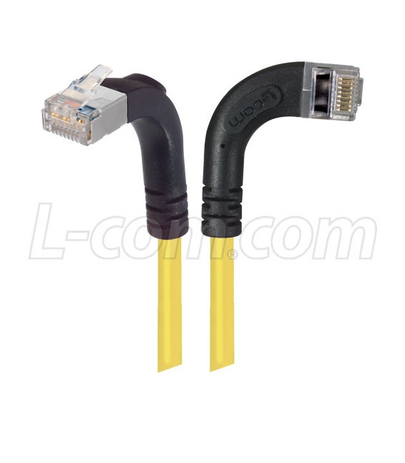Category 5E Shielded Right Angle Patch Cable, Right Angle Right/Right Angle Up, Yellow 1.0 ft