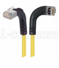 Category 5E Shielded Right Angle Patch Cable, Right Angle Right/Right Angle Up, Yellow 2.0 ft
