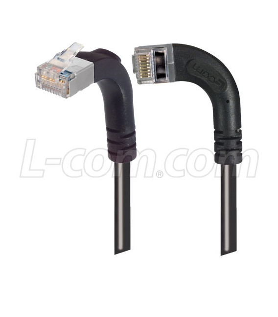 Category 5E Shielded Right Angle Patch Cable, RA Left Exit/RA Up, Black 2.0 ft
