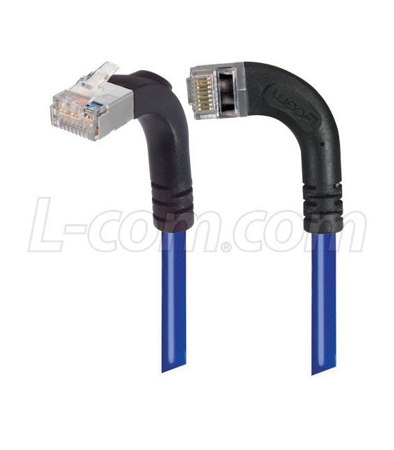 Category 5E Shielded Right Angle Patch Cable, RA Left Exit/RA Up, Blue 20.0 ft