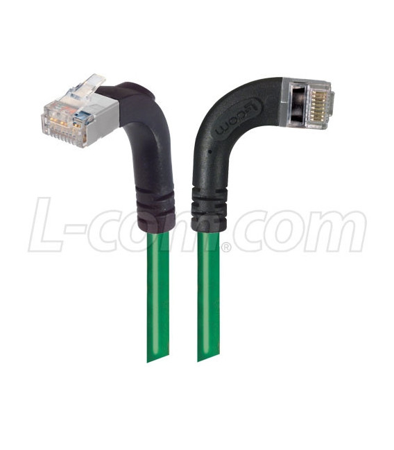 Category 5E Shielded Right Angle Patch Cable, Right Angle Right/Right Angle Up, Green 1.0 ft