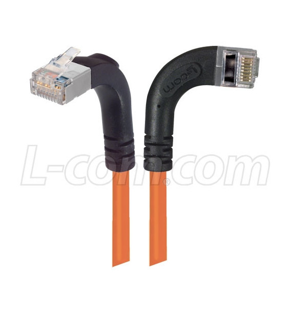 Category 5E Shielded Right Angle Patch Cable, Right Angle Right/Right Angle Up, Orange 2.0 ft