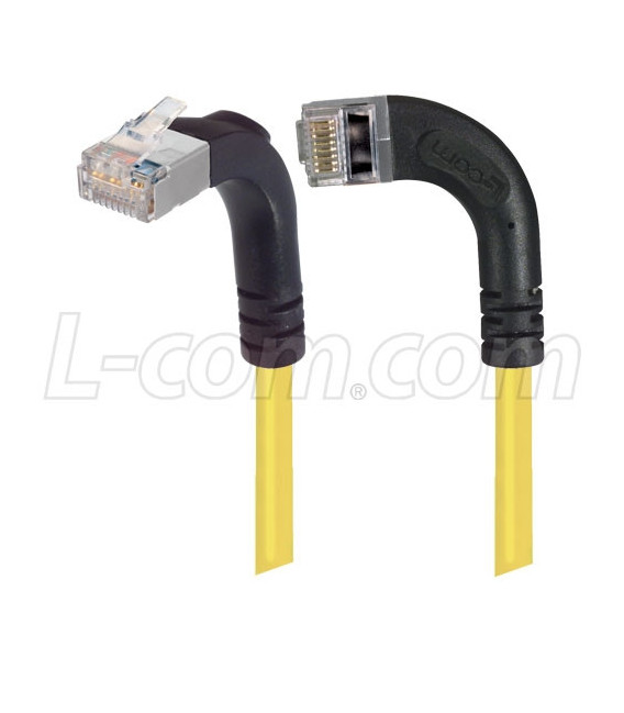 Category 5E Shielded Right Angle Patch Cable, RA Left Exit/RA Up, Yellow 3.0 ft