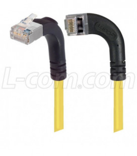 Category 5E Shielded Right Angle Patch Cable, RA Left Exit/RA Up, Yellow 3.0 ft