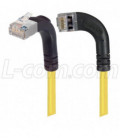 Category 5E Shielded Right Angle Patch Cable, RA Left Exit/RA Up, Yellow 1.0 ft