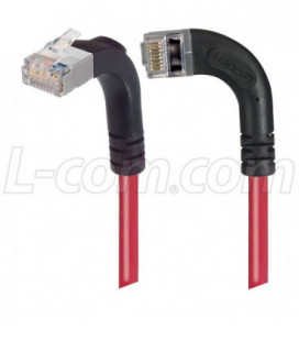 Category 5E Shielded Right Angle Patch Cable, RA Left Exit/RA Up, Red 2.0 ft