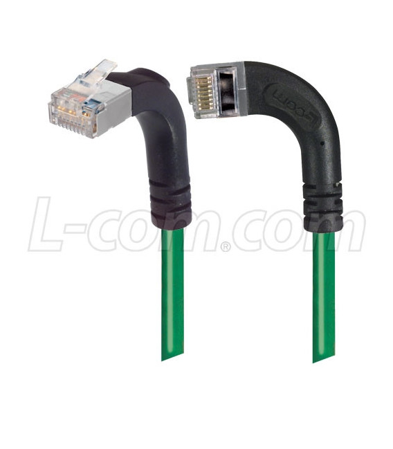 Category 5E Shielded Right Angle Patch Cable, RA Left Exit/RA Up, Green 3.0 ft
