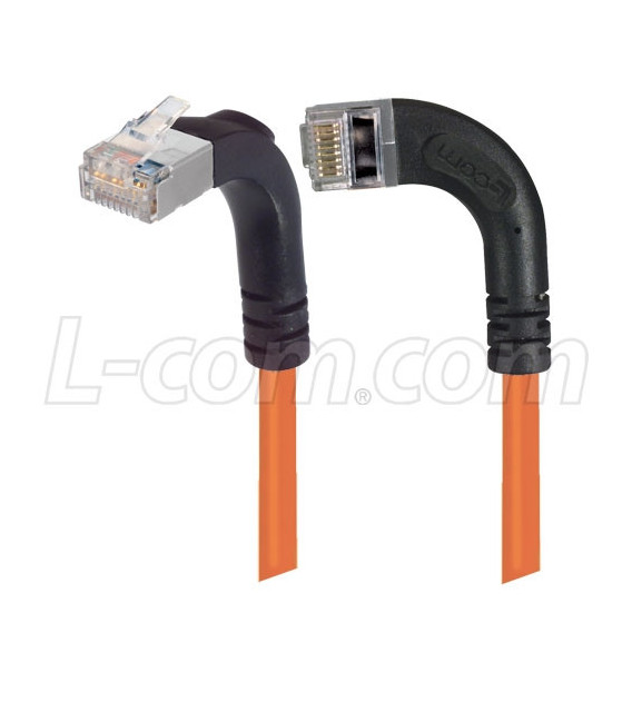 Category 5E Shielded Right Angle Patch Cable, RA Left Exit/RA Up, Orange 1.0 ft