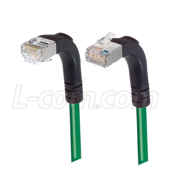 Category 5E Shielded Right Angle Patch Cable, Down/Right Angle Up, Green 3.0 ft