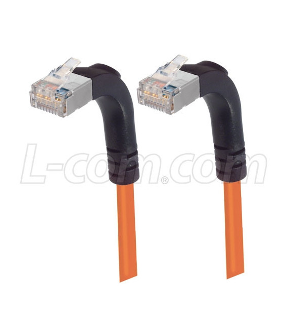 Category 5E Shielded Right Angle Patch Cable, Right Angle Up/Right Angle Up, Orange 30.0 ft