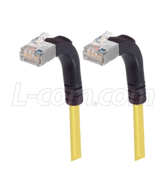 Category 5E Shielded Right Angle Patch Cable, Right Angle Up/Right Angle Up, Yellow 25.0 ft