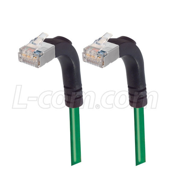 Category 5E Shielded Right Angle Patch Cable, Right Angle Up/Right Angle Up, Green 7.0 ft