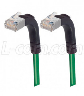 Category 5E Shielded Right Angle Patch Cable, Right Angle Up/Right Angle Up, Green 1.0 ft