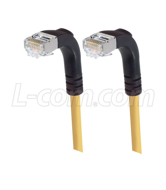 Category 5E Shielded Right Angle Patch Cable, Right Angle Down/Right Angle Down, Yellow 7.0 ft