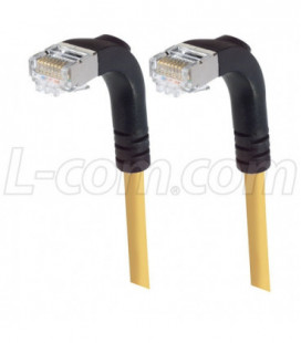 Category 5E Shielded Right Angle Patch Cable, Right Angle Down/Right Angle Down, Yellow 7.0 ft
