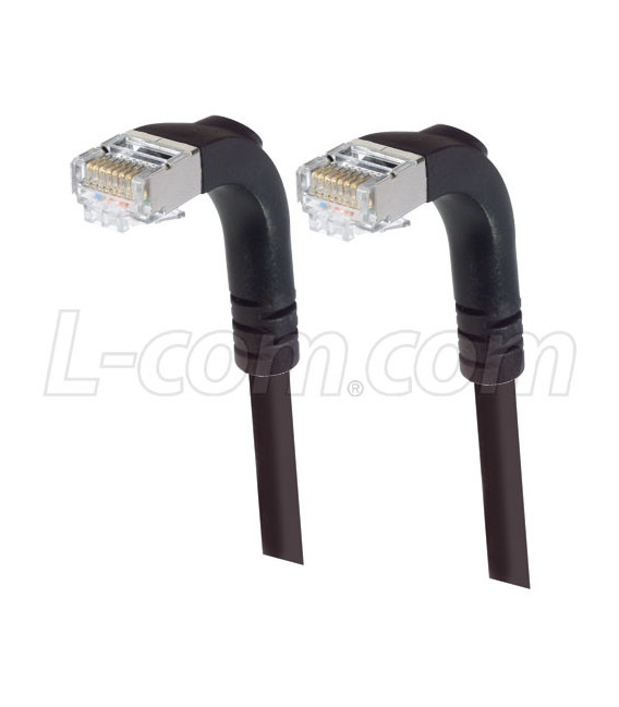 Category 5E Shielded Right Angle Patch Cable, Right Angle Down/Right Angle Down, Black 30.0 ft