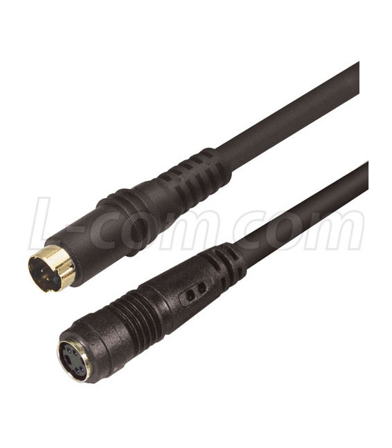 Molded S-Video Cable, Male / Female, 20.0 ft