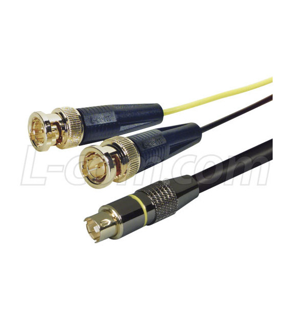 Assembled S-Video Cable, Male / Dual BNC Male, 7.5 ft