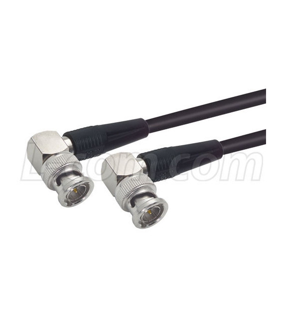 RG59B Coaxial Cable, BNC 90º Male / 90º Male, 2.0 ft