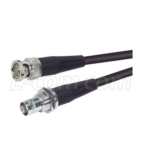 RG59B Coaxial Cable, BNC Male / Female Bulkhead, 1.0 ft