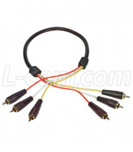 3 Line Audio Video RCA Cable, RCA Male / Male, 6.0 ft
