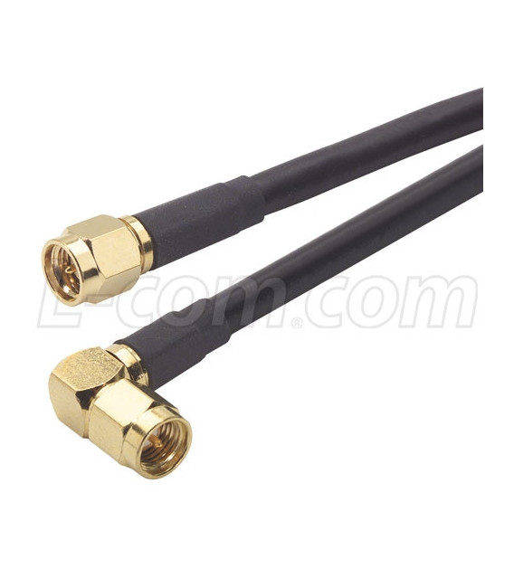 RG58C Coaxial Cable, SMA Male / 90º Male, 10.0 ft
