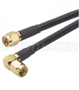 RG58C Coaxial Cable, SMA Male / 90º Male, 1.0 ft