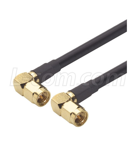 RG58C Coaxial Cable, SMA 90º Male / 90º Male, 10.0 ft