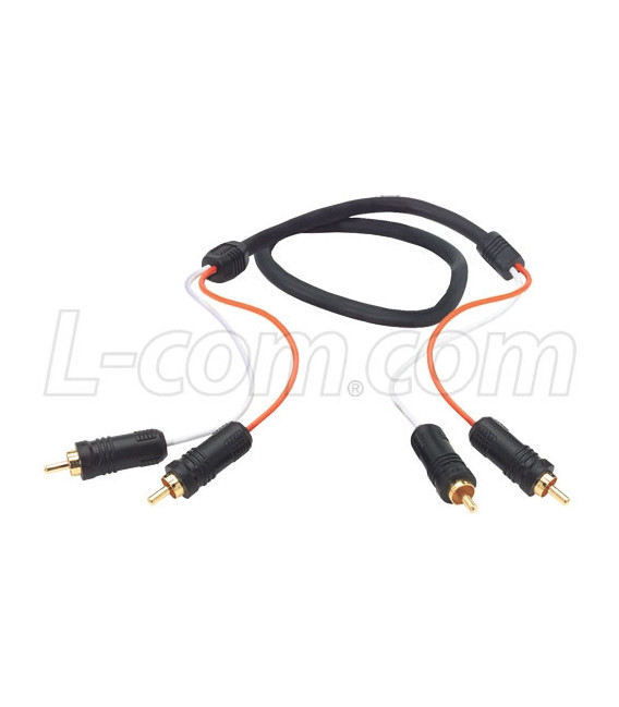 2 Line Audio RCA Cable, RCA Male / Male, 12.0 ft