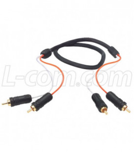 2 Line Audio RCA Cable, RCA Male / Male, 3.0 ft