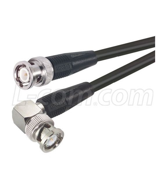RG58C Coaxial Cable, BNC Male / 90º Male, 3.0 ft