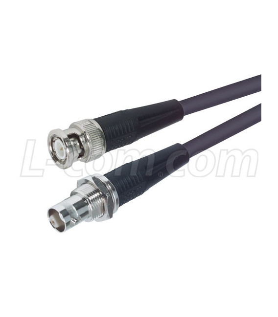 RG58C Coaxial Cable, BNC Male / Female Bulkhead, 15.0 ft