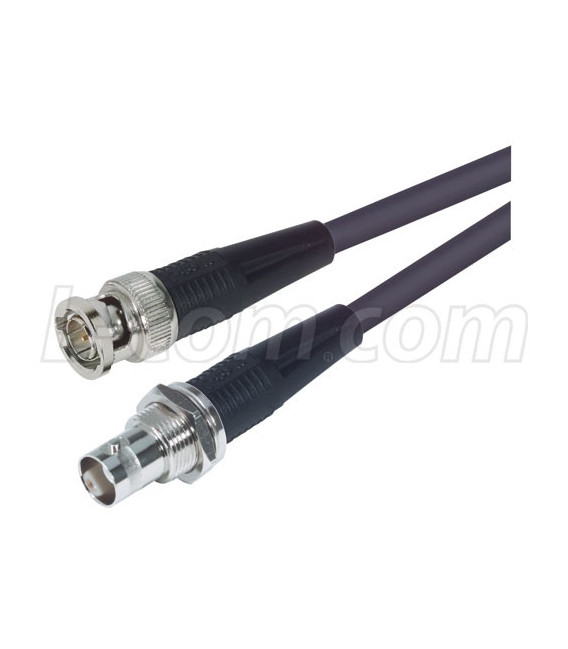 RG59A Coaxial Cable, BNC Male / Female Bulkhead, 3.0 ft