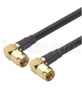 RG58C Coaxial Cable, SMA 90º Male / 90º Male, 1.0 ft