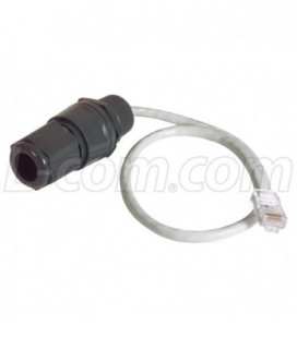 IP67 RJ45 Feed-Through Cable Gland W/14.5" RJ45 Pigtail