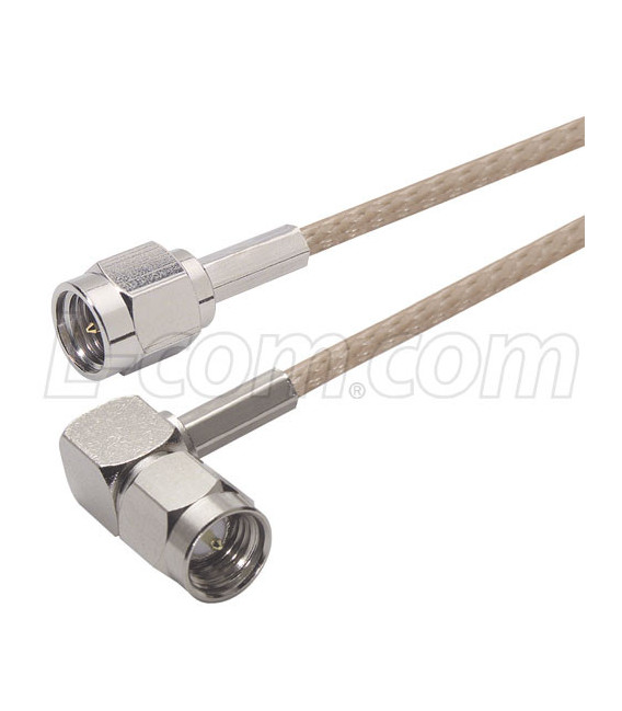 RG316 Coaxial Cable, SMA Male / 90º Male, 1.0 ft