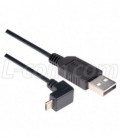 Right Angle USB cable, Straight A Male/ Up Angle Micro B Male, 3.0m