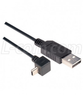 Right Angle USB Cable, Straight A Male/Up Angle Mini B5 Male, 2.0m