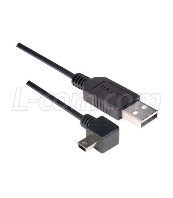Angled USB cable, Straight A Male/ Angled Mini B5 Male, 0.5m