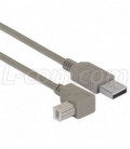 Right Angle USB Cable, Straight A Male / Up Angle B Male, 2.0m