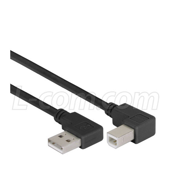 Right Angle USB Cable,Right Angle A Male/Right Angle B Male Black, 3.0m
