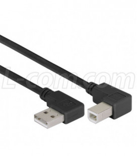 Right Angle USB Cable,Right Angle A Male/Right Angle B Male Black, 1.0m