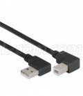 Right Angle USB Cable,Right Angle A Male/Right Angle B Male Black, 5.0m