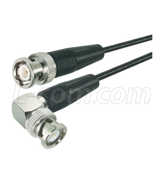 RG174 Coaxial Cable, BNC Male / 90º Male, 7.5 ft