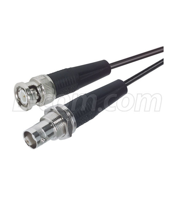 RG174/U Coaxial Cable, BNC Male / Female Bulkhead, 1.0 ft