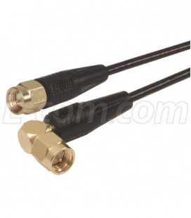 RG174 Coaxial Cable, SMA Male / 90º Male, 1.0 ft