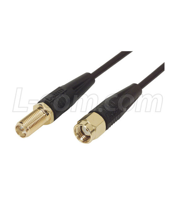 RG174 Coaxial Cable Reverse Polarized SMA Plug to Jack 20.0 ft