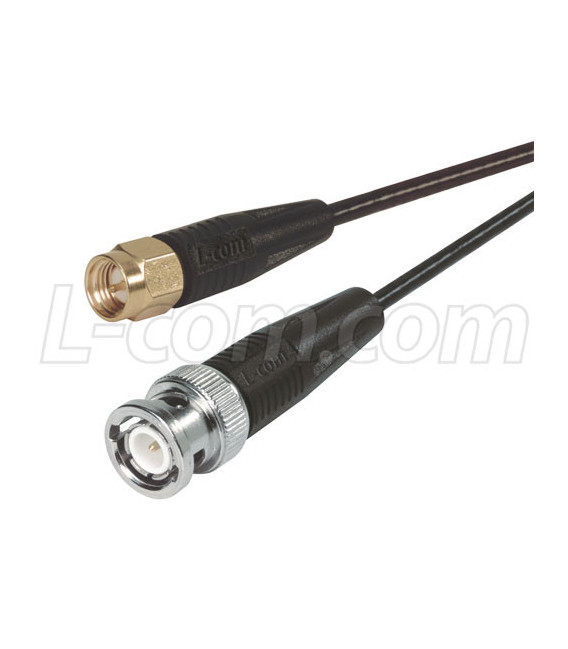 RG174 Coaxial Cable, SMA Male / BNC Male, 0.5 ft